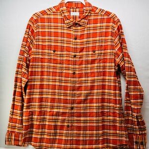 Vibrant Orange Plaid Casual Button Down Shirt